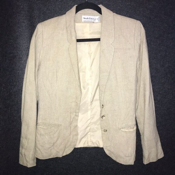 Diane Von Furstenberg Blazer Size 4 100% Silk Beige Tan Vintage Women's *flaws - Picture 5 of 14